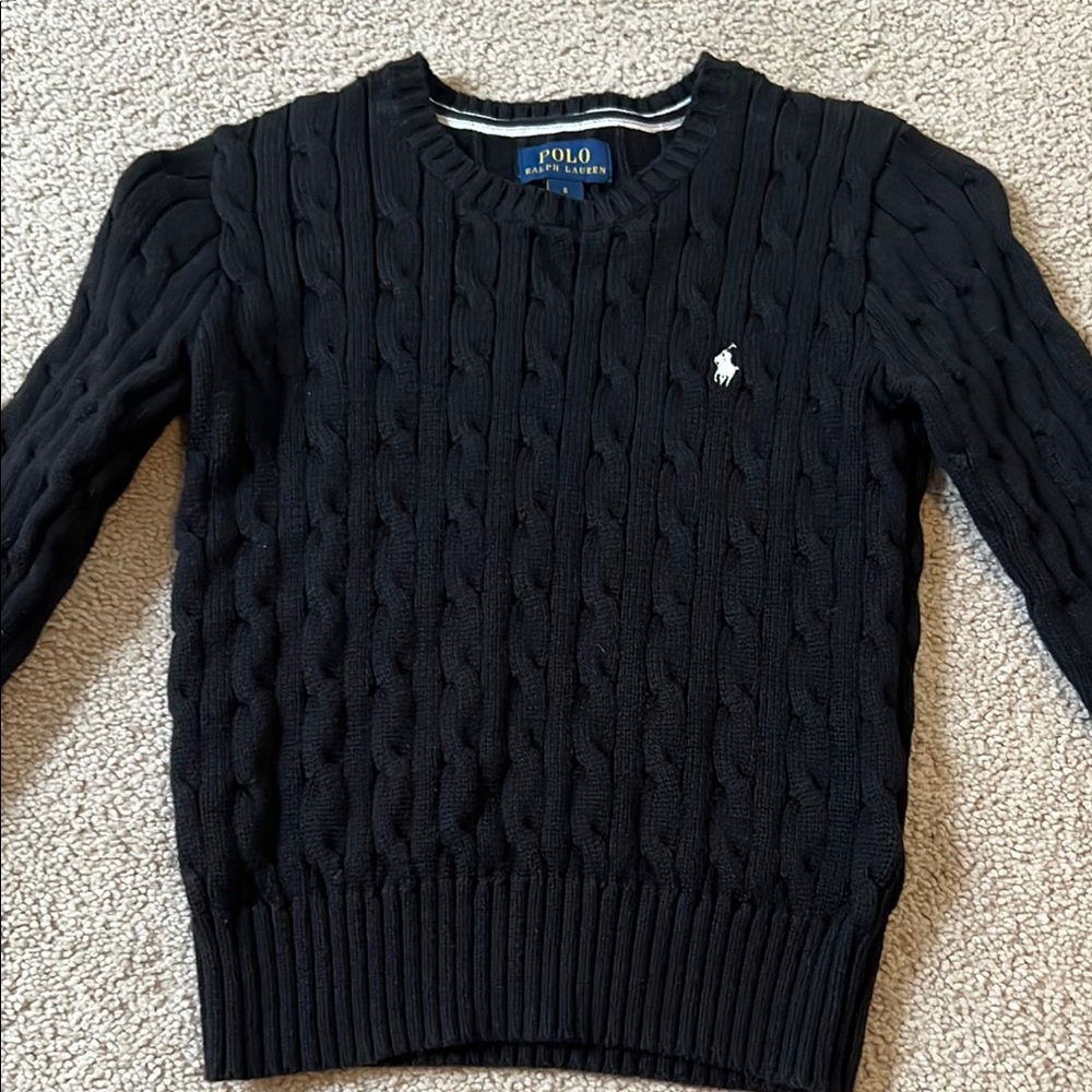 Polo by Ralph Lauren Black Cable Knit Sweater